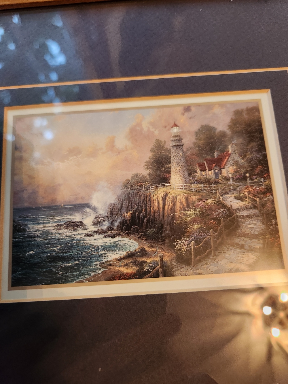 Framed Triple Lighthouse Seascape Accent Prints in Black and Gold - Picture 7 of 10